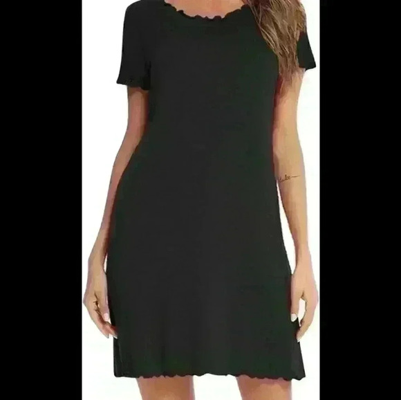 River island pleated hemline short sleeve black shoulder trendy midi dress 6 - Picture 1 of 6